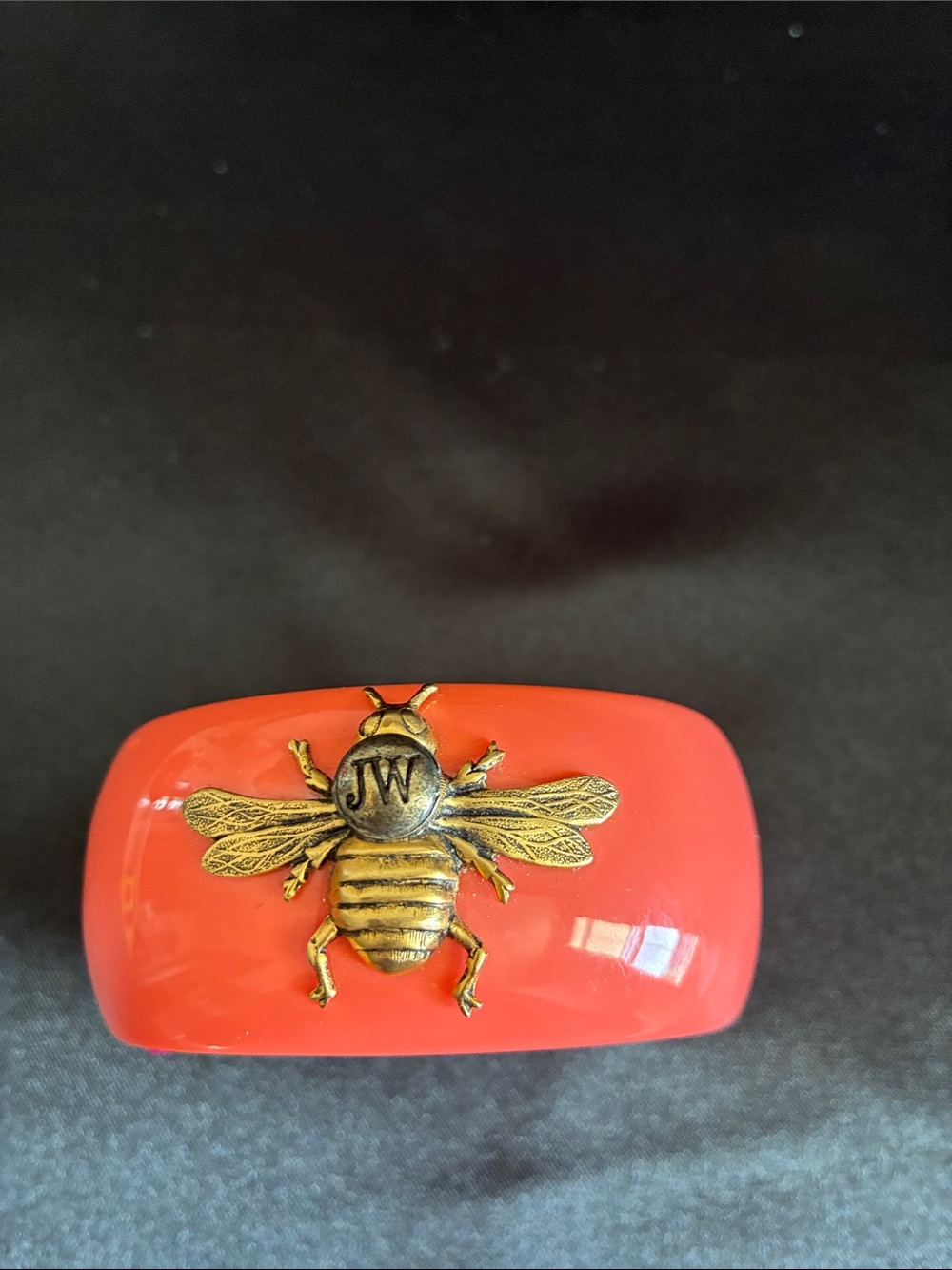 Coral and Hot Pink Resin Bee Bangle Bracelet - Picture 3 of 4